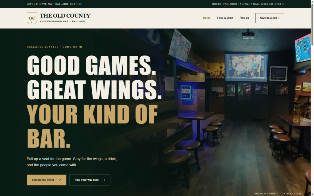 Old County Bar website designed by Laroy Mediaworks